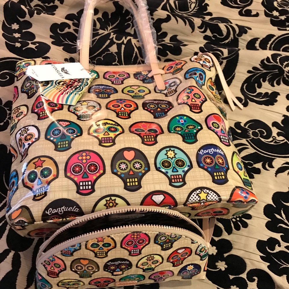 Consuela sugar slim tote and matching makeup bag